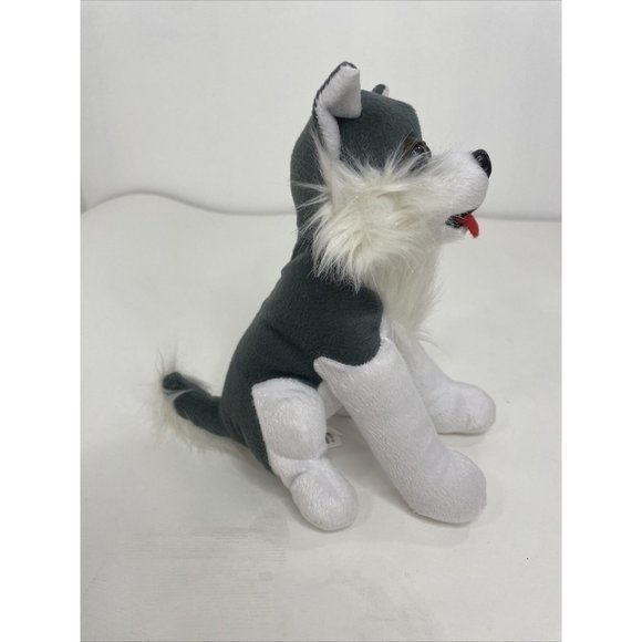 Husky Wolf Dog Stuffed Toy Plushy 8” (2018) White Grey Blue Eyes BEST TOY MFG. - Picture 5 of 12